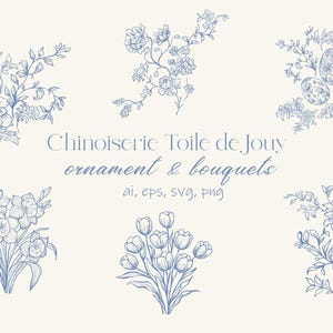Toile de Jouy, Chinoiserie Clipart, Ostern Clipart, Blumen, Ornament, Eier, Tulpe, Narzisse, Narzisse, Blumenstrauß, Frühlingsferien, Vektor