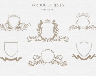 Escudos de boda, marco, logotipo, floral, boda, etiqueta, vintage, barroco, victoriano, imágenes prediseñadas, real, bordes, art déco, PNG, SVG