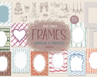 Marcos extravagantes, estampado a cuadros, borde rayado, textura a cuadros, marcos en relieve, encaje, clipart de boda, garabatos extravagantes, invitaciones