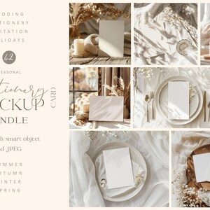Hochzeitseinladungen Mockup, Minimalist Boho Invite Card MockUp, PSD Smart Objekt, Menü, Briefpapier, Begrüßung, Blankokarte Mockup Bundle