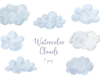 Nubes de acuarela, imágenes prediseñadas de acuarela, cielo, dibujos animados, azul, naturaleza, imágenes prediseñadas, PNG