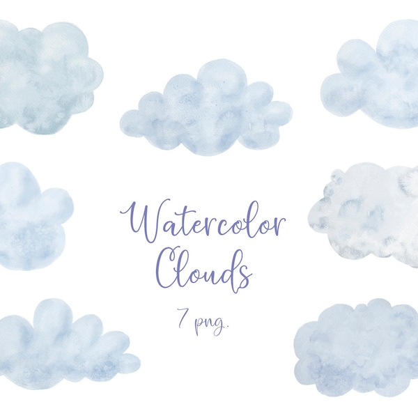 Watercolor Clouds, Watercolor Clipart, Sky, Cartoon, Blue, Nature, Clip Art, PNG