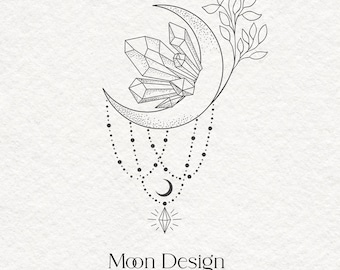 Moon, Phases, Clipart, Floral, Leaves, Lunar, Magic, Plant, Spiritual, Branch, Tattoo, Crystal, Logo, Astrology, Yoga, Cosmic, PNG, SVG