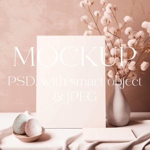 Convites de Páscoa Mockup, Ovos, Caça aos Ovos, Chá de Bebê, Minimalista Boho Kids Children Card Mock Up Smart Object, Cartão Mockup Berçário Mockup