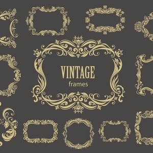 Vintage Rahmen Grenzen Sammlung Blumen Hochzeit verzieren Klassisch Ornament Logo Vektor Retro Set Urlaub Digital Clipart Clip Art PNG EPS SVG