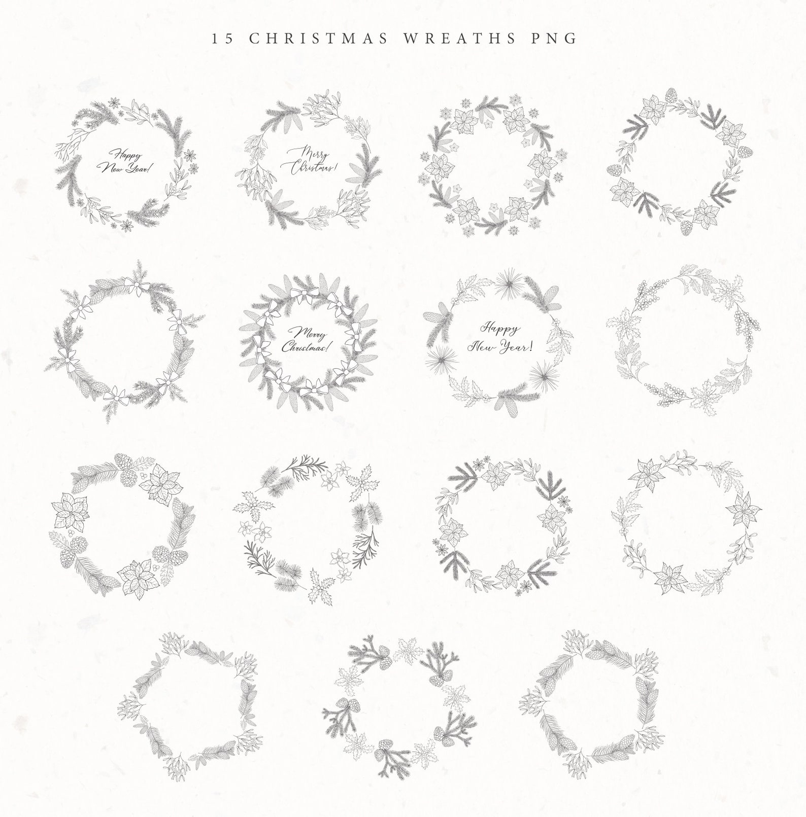 Christmas Xmas Winter New Year Botanical Mistletoe Tree Clipart Hand