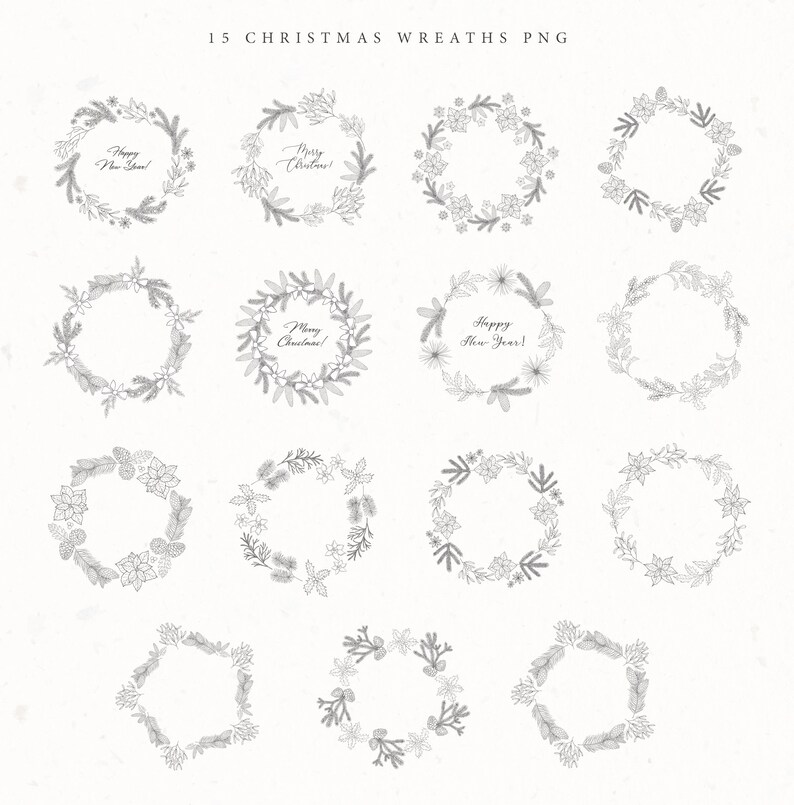 Christmas Xmas Winter New Year Botanical Mistletoe Tree Clipart Hand