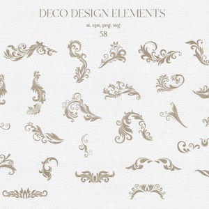 Floral Decoration, Deco, Page Deco, Ornament, Ornate, Curly, Curl, Logo, Wedding, Vintage, Clipart, Borders, PNG, SVG