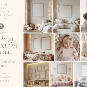 Kinderzimmer Wand Kunst Mockup, Kinderrahmen Mockup, Weihnachts Mockup, Urlaub Kinderzimmer Einladungskarte, Poster Mockup, Babyparty, PSD Smart Objekt