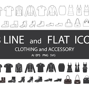 Abbigliamento Clipart Icone Abbigliamento Scarpe Stoffa Moda Etichetta Silhouette Shopping Logo Bambini Adulto Segno Vettore Accessori PNG EPS SVG Nero