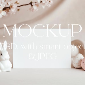 Mockup paasuitnodiging, konijn, eieren zoeken, babyshower, minimalistisch Boho kinderkaartmodel slim object, kaartmodel kinderkamermodel