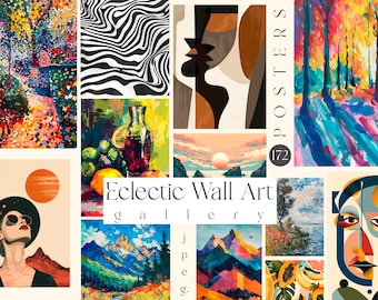 Wall Art Posters, Wall Art Print, Wall Art Decor, Digital Poster, Printable Art, Gallery Wall Art, Picasso, Frida, Monet, Van Gogh, Eclectic