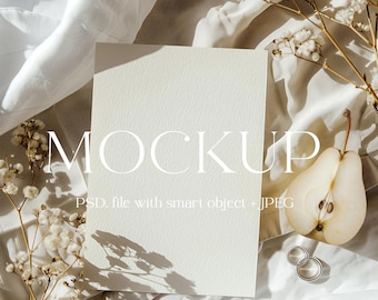 Wedding Invitations Mockup,  Minimalist Boho Invite Card Mock Up, PSD Smart Object, Modern Card Mockup, Invitation Mockup, JPEG