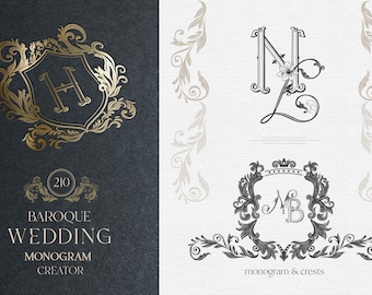 Wedding Crests, Monogram, Letters, Alphabet, Logo, Floral, Frames, Magnolia, Label, Vintage, Clipart, Flower, Royal, Borders, Deco, PNG, SVG