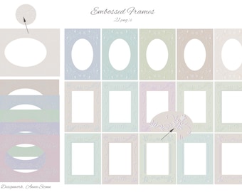 Embossed Frames, Embossed Effect, Embossed Texture, Wedding Frames, Frame Clipart, Embossed Borders, Invitations, Birthday Frame, Digital