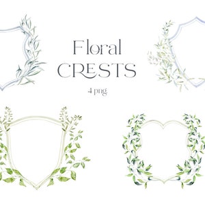 Cristas de casamento, cristas, folhas, aquarela, clipart floral, molduras, galhos, vegetação, verde, fitas, PNG