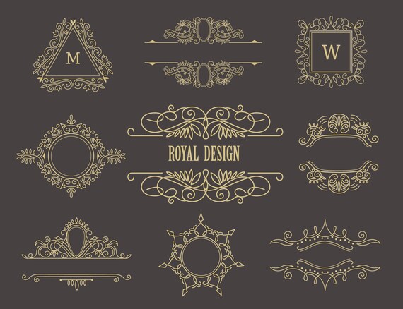 Download Vintage Frames Borders Monogram Clip Art Wedding Ornate Classic Decoration Ornament Logo Vector Retro Set Digital Clipart Png Eps Svg Clip Art Art Collectibles Vermontorganics Com