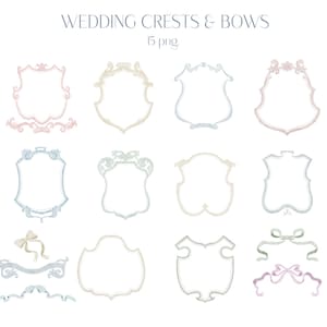 Crestas, Crestas de boda, Crestas de acuarela, Acuarela, Clipart, Clipart de acuarela, Cintas, Marcos, Bordes, Lazo, Vintage, Retro, PNG azul
