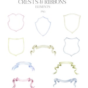 Brasões, Brasões de casamento, Brasões em aquarela, Aquarela, Clipart, Clipart em aquarela, Fitas, Molduras, Bordas, PNG