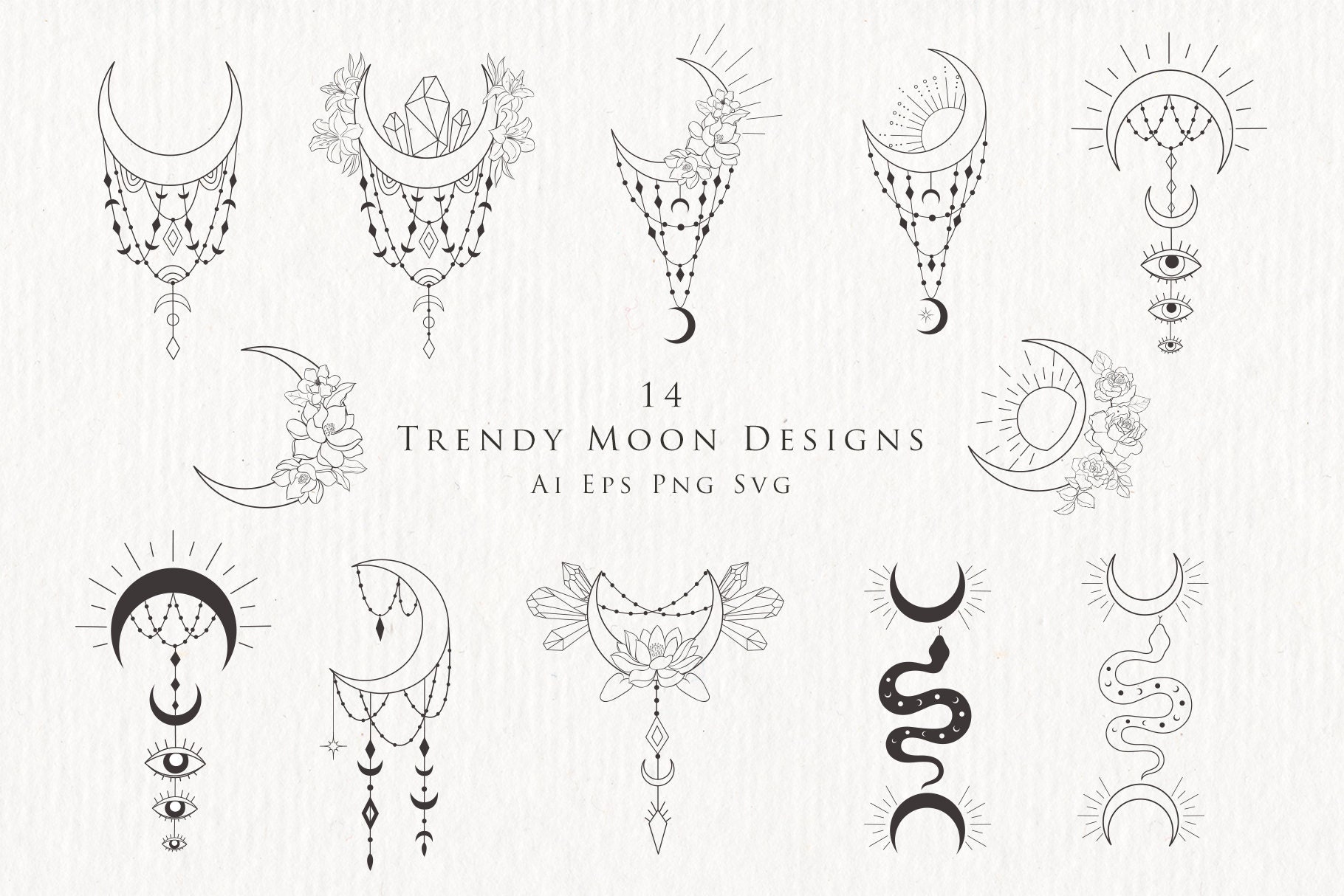 Moon Clipart Crystal Mystic Botanical Floral Crescent Lunar - Etsy Moon Clipart Crystal Mystic Botanical Floral Crescent Lunar - Etsy