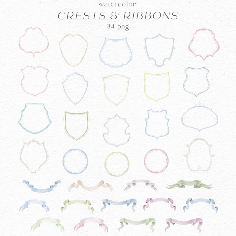 Crests Clipart Watercolor - Etsy