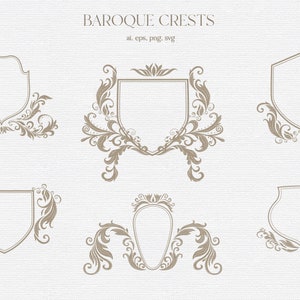 Wedding Crests, Frame, Logo, Floral, Wedding, Label, Vintage, Baroque, Victorian,  Clipart, Royal, Borders, Deco, PNG, SVG