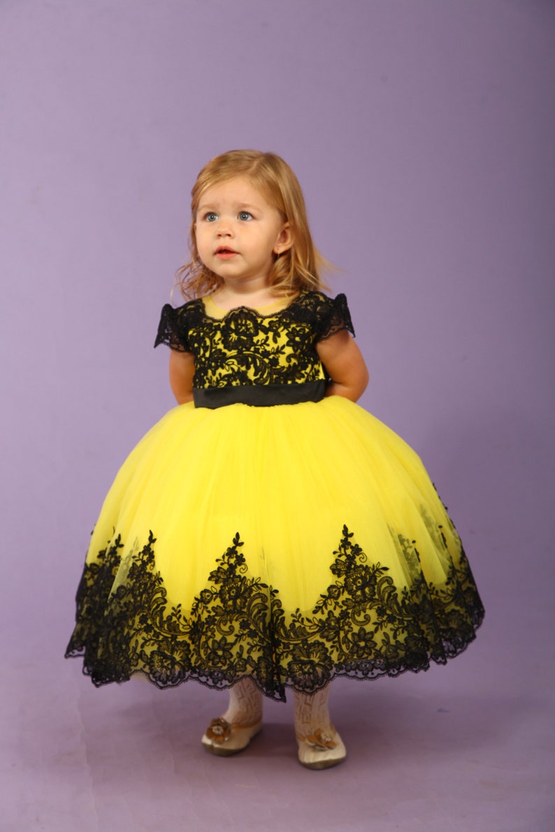 First Birthday Dress yellow flower girl dress party dress Etsy