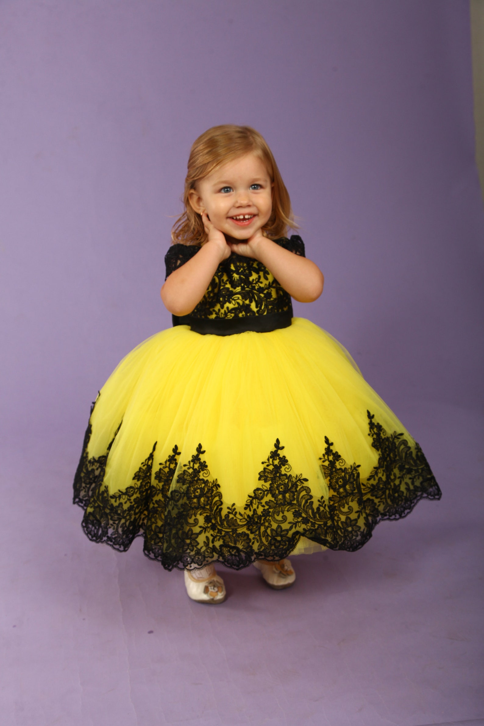 First Birthday Dress yellow flower girl dress party dress Etsy