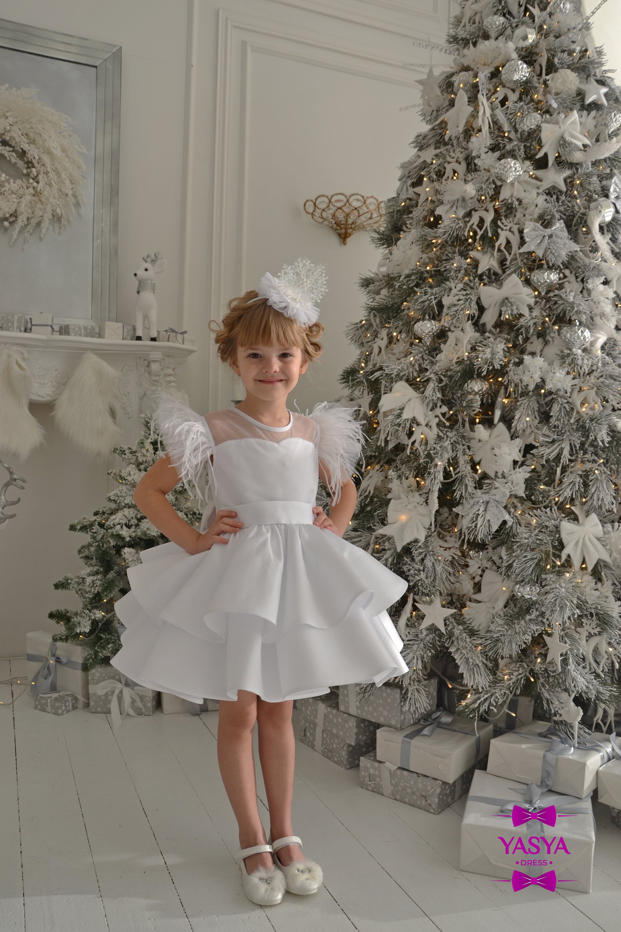 Girls Christmas Dress White Dress Toddler Winter Dress - Etsy UK