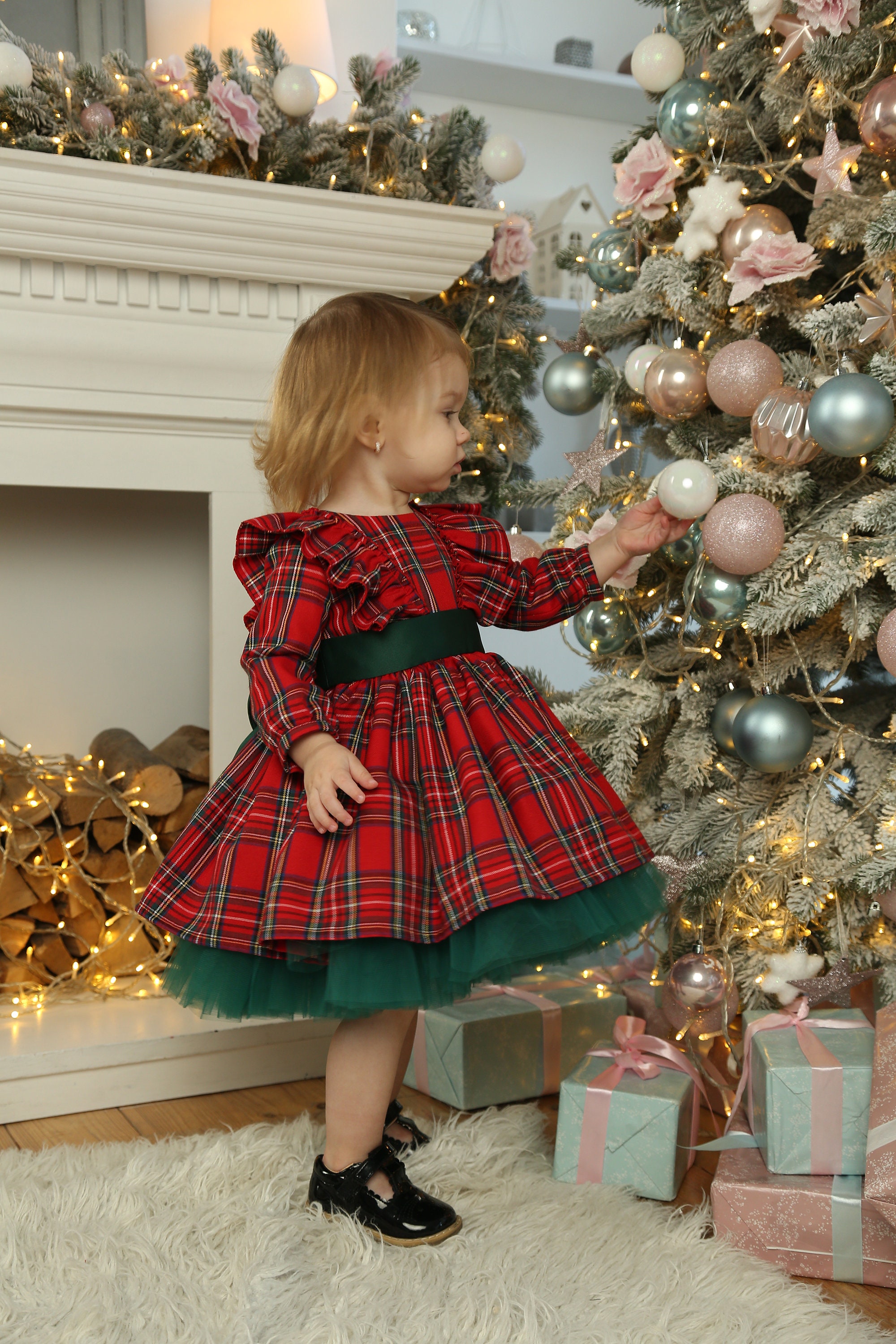 Infant Christmas Dress Red Plaid Baby Girl Dress With Bow Etsy Hong Kong