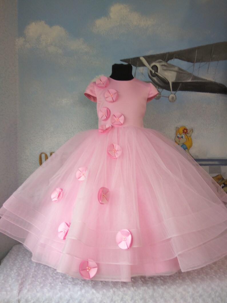 First Birthday Dress Pink Flower Girl Dress Wedding Party Etsy