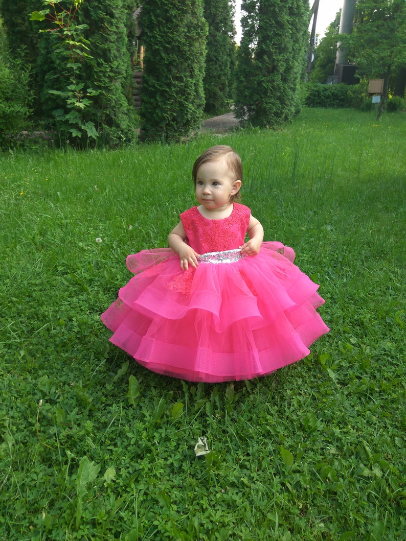 Crimson 1st birthday dress flower girl dress lace toddler Etsy