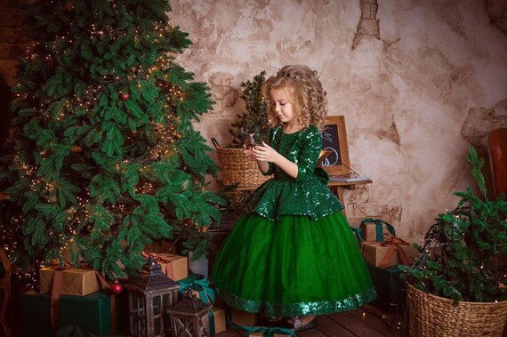 Girls Christmas Dress Sequin Dress Toddler Winter Dress 