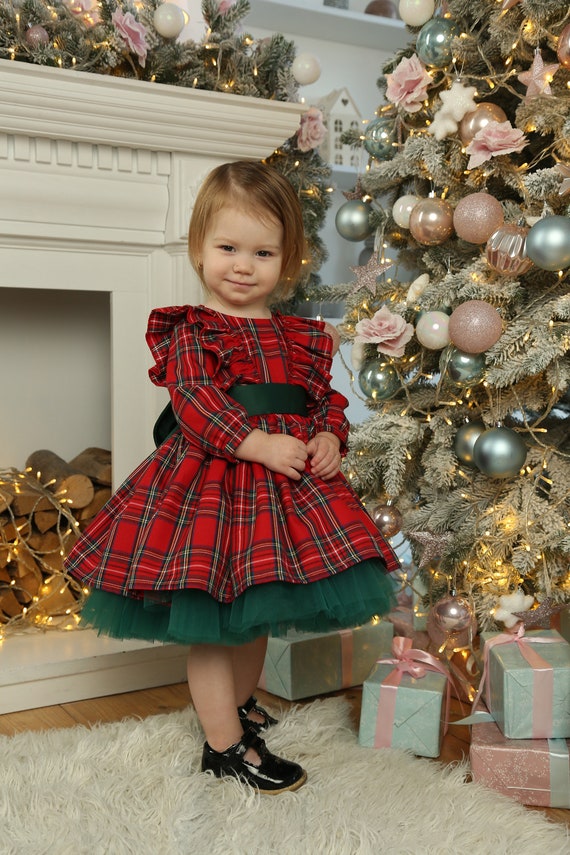 Vestido de Navidad bebés vestido a cuadros niña - Etsy México