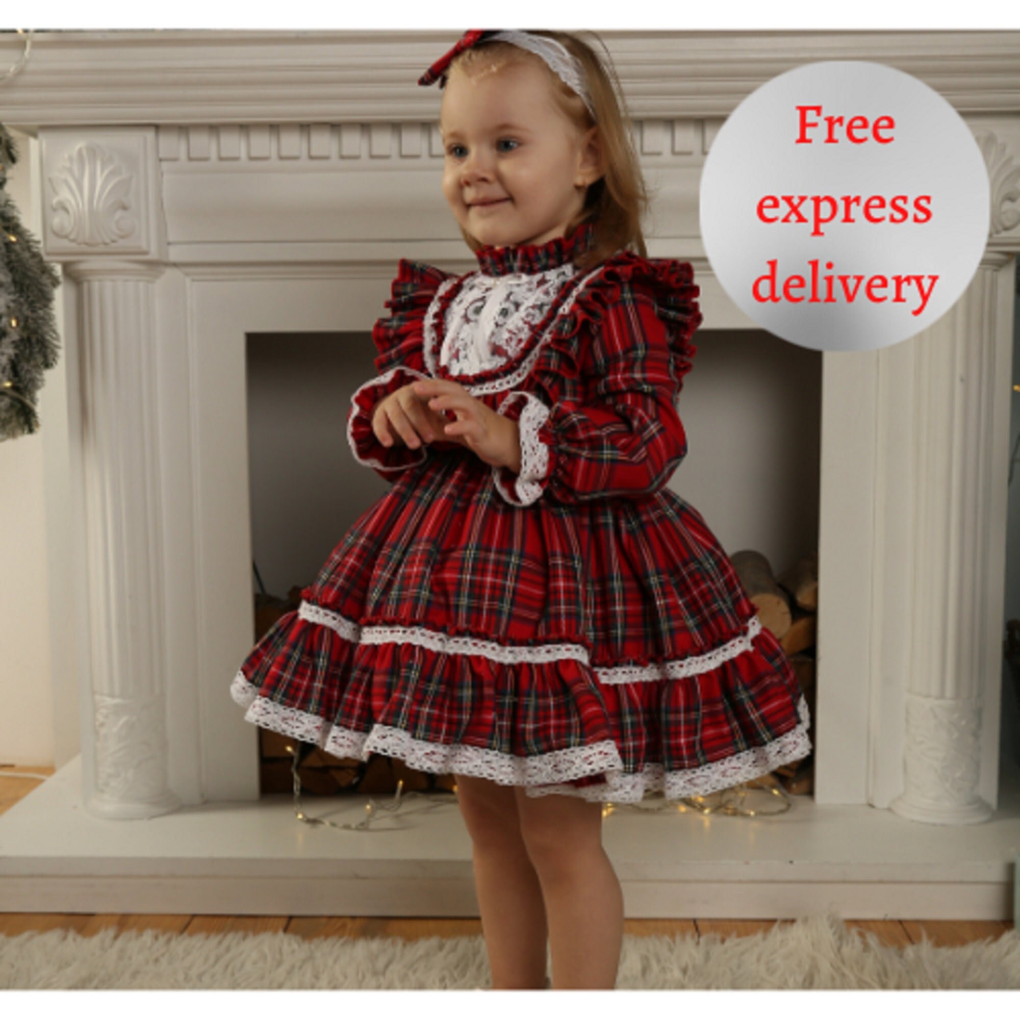 red plaid dress for little girl