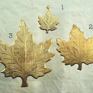 Raw Brass Maple Leaf Stampings, Vintage Botanical Leaf Stampings, DIY Friend Birthday Maple Leaf Brooch Earring Gifts Under 5, 2-10 pc