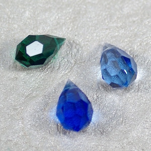 15x9 Faceted Czeh Glass Teardrops, Green Blue Preciosa Briolette, Fairy Garden Lights, DIY Friend Birthday Czech Earring Necklace, 6 pcs