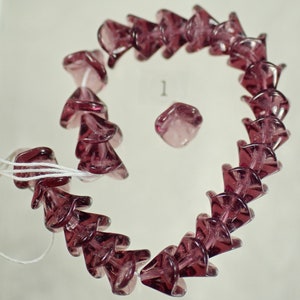 12mm Purple Czech Glass Bell Flower Beads for Jewelry Making, Glass Flower Earring Necklace Assembly Supply, Fairy Garden Lights, 12-36pcs