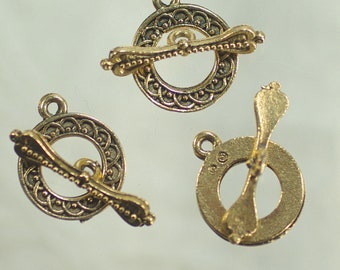 Antique Gold Toggle Clasps: Victorian Jewelry Making Necklace Closures,  2-4sets
