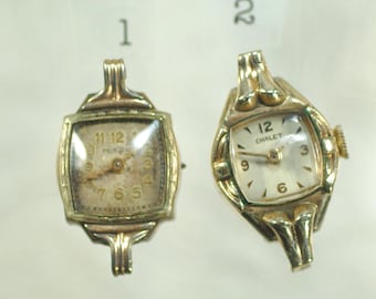 1940s Watch Face Body Parts: Gold-Filled Jewelry Making Supplies, 2 Total Bodies