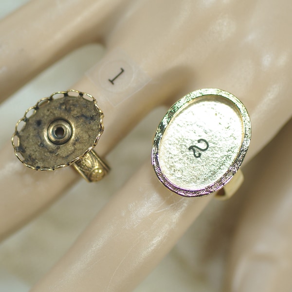 5x Antiqued Bronze Adjustable Filigree Ring Blanks – Brass, Glue Pad, DIY Jewelry Making