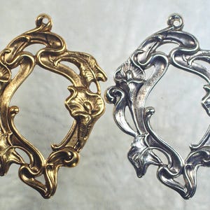Vintage Brass Calla Lily Stamping, Antique Gold Sterling Art Nouveau Floral Stamping for Jewelry Ornament Embellishment, 2pcs