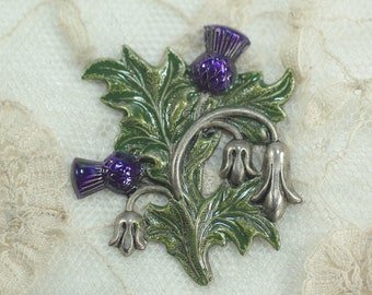 Custom Hand-Painted Thistle Stick Pin: One-of-a Kind Grape Silver Jewelry