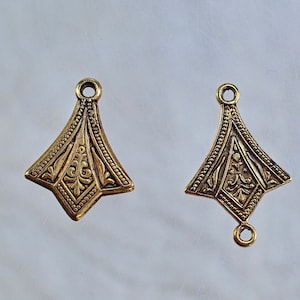 Art Deco Brass Pendant Connectors, DIY Friend Birthday Mother&#39;s Day Earring Gift Under 10, Victorian Brass Connector Lots, 4+ pieces