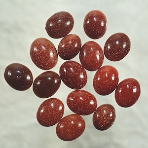 Brown Goldstone 10x8 Cabs for Jewelry Making, Genuine Brown Goldstone Cabochons, Brown Goldstone for Earring Ring Assemblage, 16pc lot