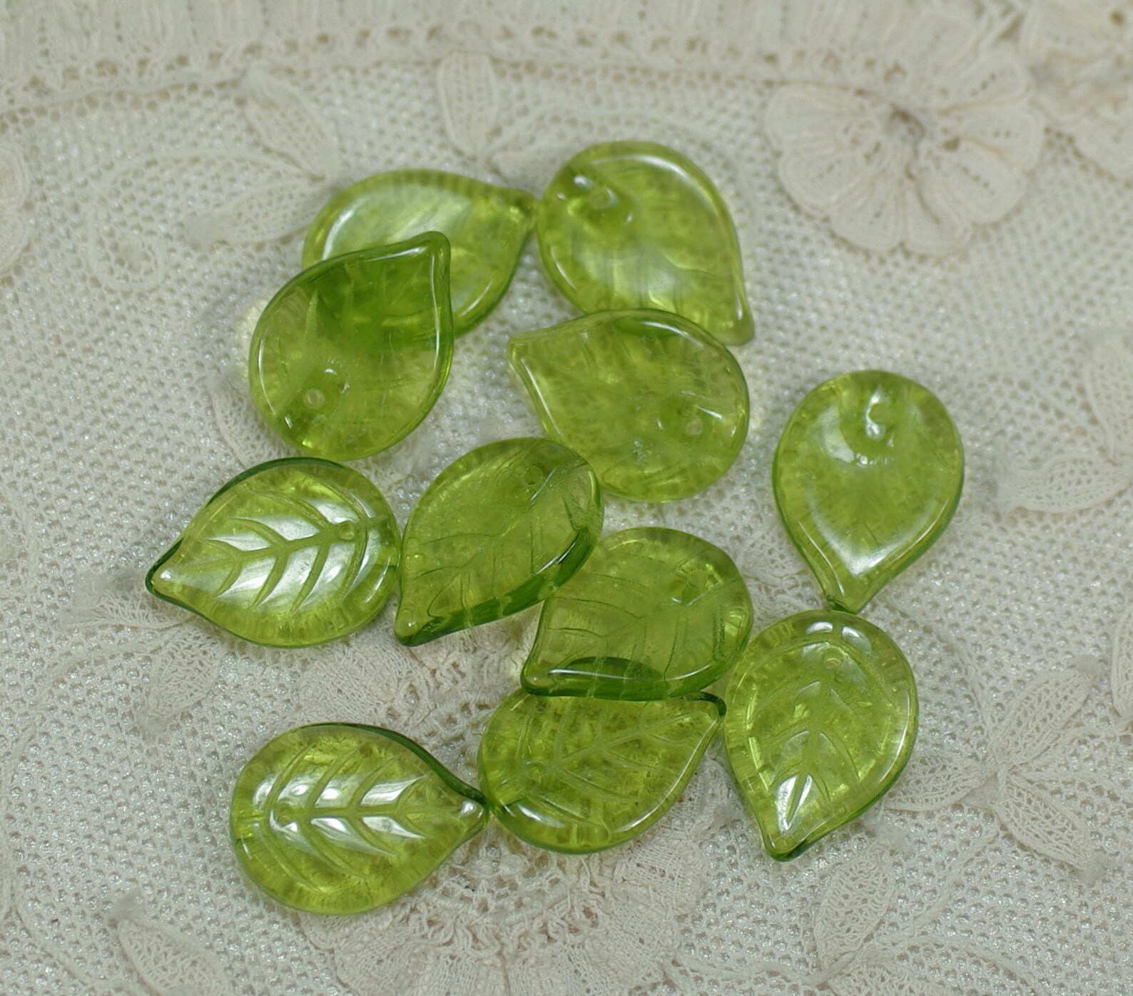 18x13 Glass Leaves Czech Glass Leaves DIY Flower Leaf Etsy