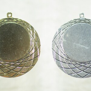 Brass Round Pendant Base Stamping, Plated Jewelry Blank Supply, 30mm Cab Base Setting, Gold Silver Base for Jewelry Making, 2 pc