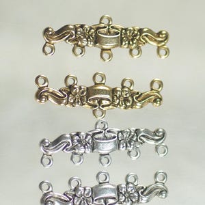 Gold & Silver Multi Strand Flower Connector: USA Plated Jewelry Closures