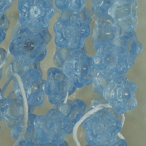 7mm Czech Blue Glass Flower Beads, Nature Inspired Flower Beads, Blue Fairy Glass Flower Beads for Jewelry Making, 25-50 pc Lots