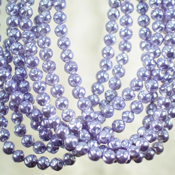 4-6 mm Czech Glass Purple Pearls, Baroque Glass Lilac Pearls, Pastel Purple Pearls, DIY Purple Pearl Wedding Jewelry, 18" Strand